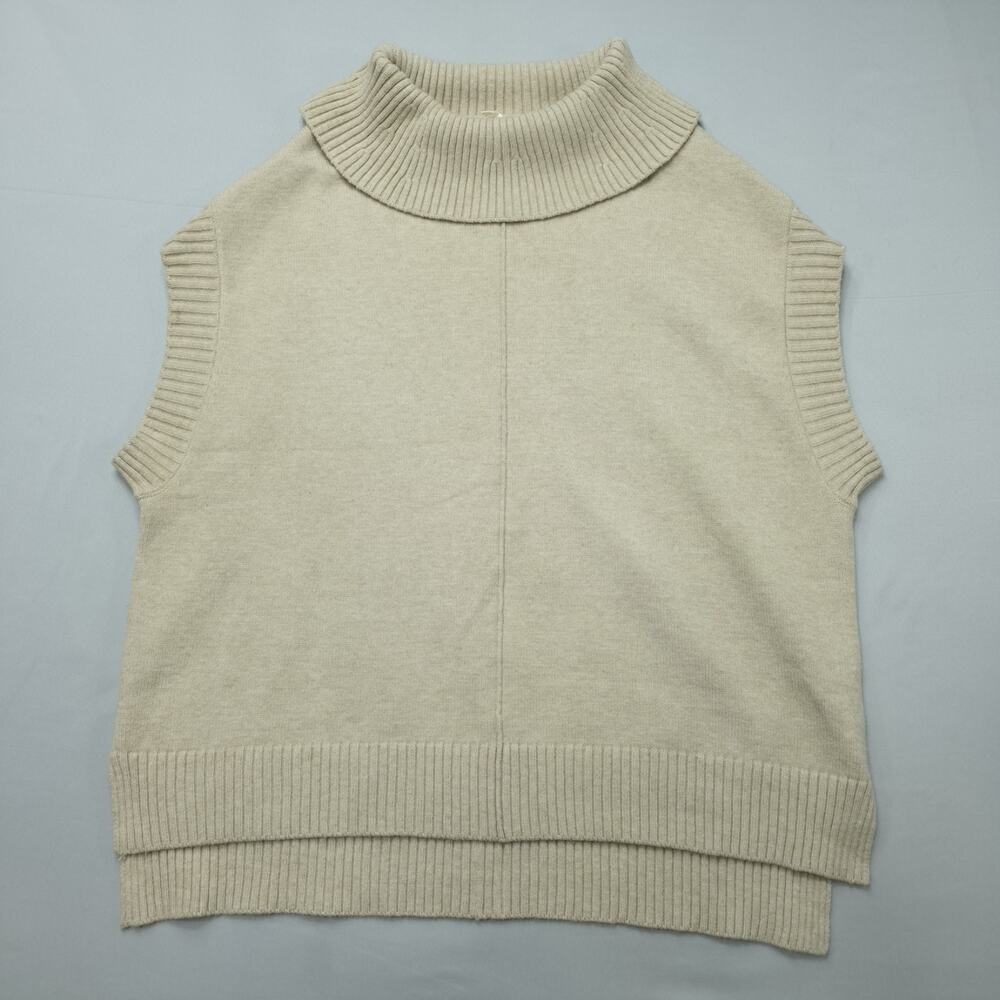 Moth Anthropologie Womens Turtleneck Sweater Vest Small Oatmeal Cottagecore